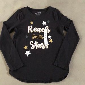 Jumping Beans Shirt Girls Size 10 Black "Reach for the Stars" Long Sleeve